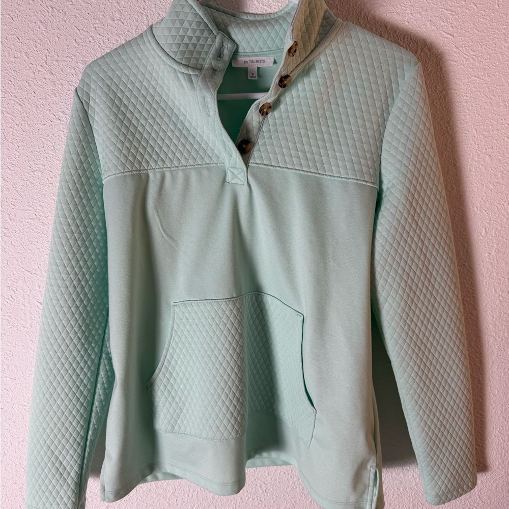 Talbots Light Green Quilted Pullover - image 1